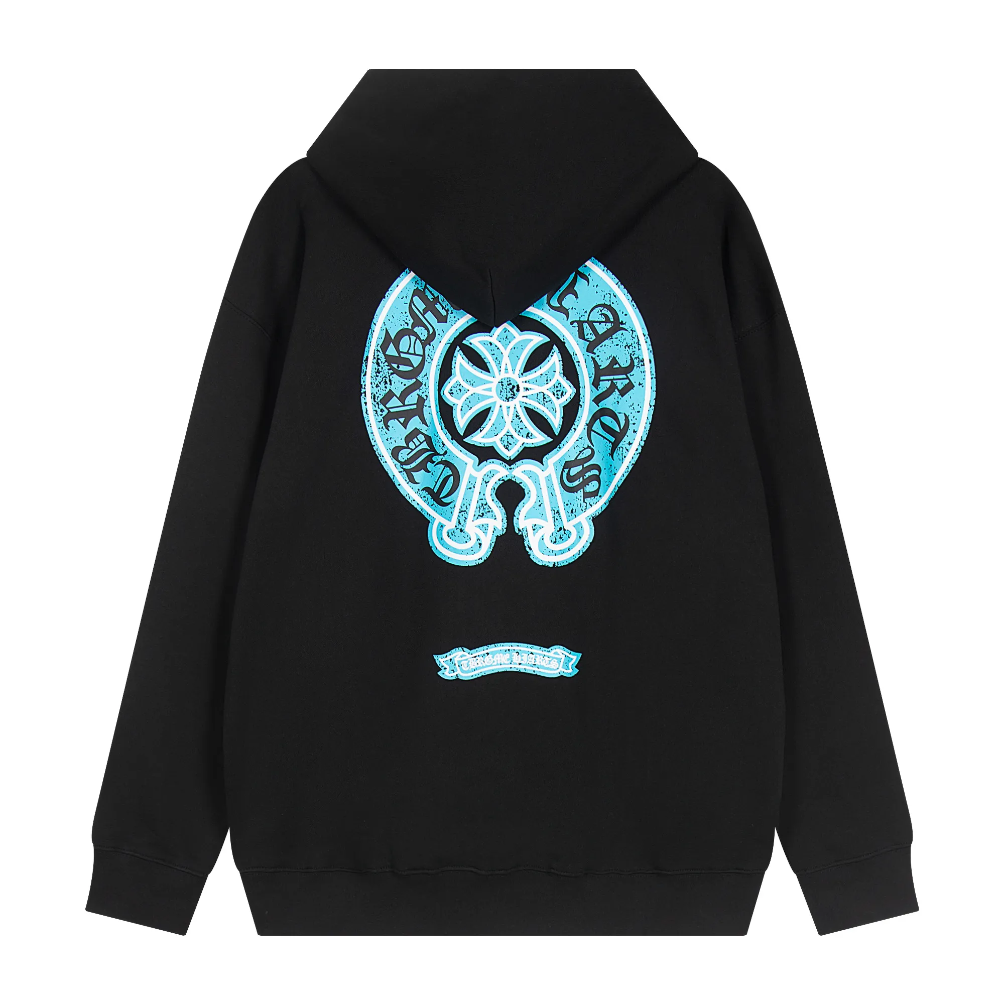Chrome Hearts Black Blue Horseshoe Logo Hoodie Chrome Hearts Black Blue Horseshoe Logo Hoodie