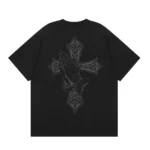 Chrome Hearts Black Praying Hands Cross Graphic Shirt