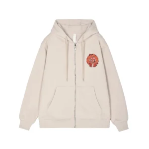 Chrome Hearts Beige Orange Graphic Zip-Up Hoodie
