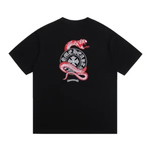 Chrome Hearts Black Red Snake Horseshoe Graphic T-Shirt