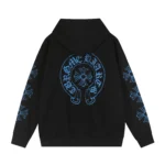 Chrome Hearts Black Blue Floral Cross Zip Up Hoodie