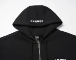 Chrome Hearts Black White Logo Sleeve Zip-Up Hoodie