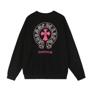 Chrome Hearts Black Pink Horseshoe Cross Crewneck Sweatshirt