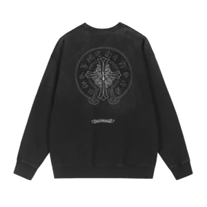 Chrome Hearts Black Gothic Cross Cemetery Crewneck Sweatshirt