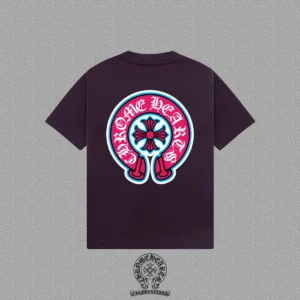 Chrome Hearts Dark Purple Pink Horseshoe Graphic T-Shirt
