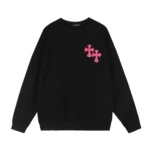 Chrome Hearts Black Pink Horseshoe Cross Crewneck Sweatshirt