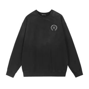 Chrome Hearts Black Gothic Cross Cemetery Crewneck Sweatshirt