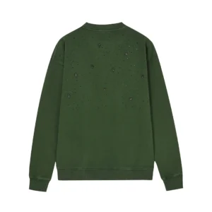 Chrome Hearts Green Distressed Cross Crewneck Sweatshirt