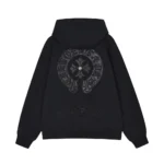 Chrome Hearts Black Tonal Horseshoe Cross Zip-Up Hoodie