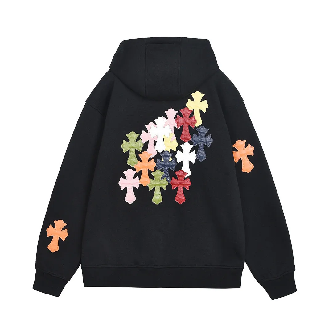 imgi_47_big Chrome Hearts Black Multicolor Cross Patch Zip-Up Hoodie