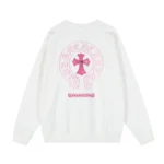Chrome Hearts White Pink Horseshoe Cross Crewneck Sweatshirt