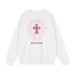 Chrome Hearts White Pink Horseshoe Cross Crewneck Sweatshirt