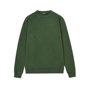 Chrome Hearts Green Distressed Cross Crewneck Sweatshirt