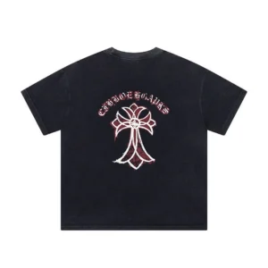 Chrome Hearts Black Red Cross Graphic T-Shirt