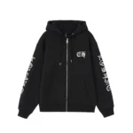 Chrome Hearts Black White Logo Sleeve Zip-Up Hoodie