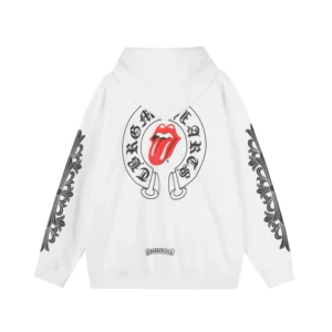 Chrome Hearts White Rolling Stones Zip Up Hoodie