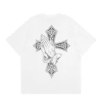 Chrome Hearts White Praying Hands Cross Graphic Shirt