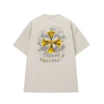 Chrome Hearts Beige Yellow Cross Graphic T-Shirt