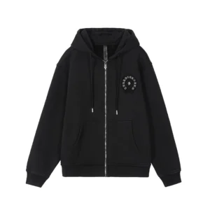 Chrome Hearts Black Horseshoe Logo Zip-Up Hoodie