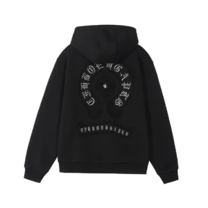 Chrome Hearts Black Horseshoe Logo Zip-Up Hoodie