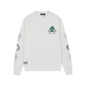 Chrome Hearts White Green Cross Floral Crewneck Sweatshirt