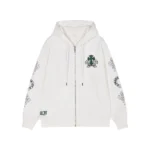 Chrome Hearts White Green Triple Cross Zip-Up Hoodie