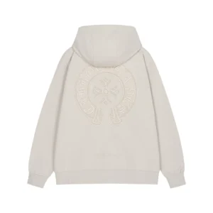 Chrome Hearts Ivory Pearl Cross Zip-Up Hoodie