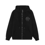 Chrome Hearts Black Multicolor Rhinestone Zip Up Hoodie