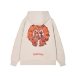 Chrome Hearts Beige Orange Graphic Zip-Up Hoodie