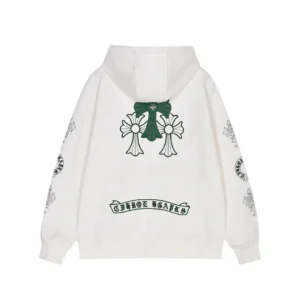 Chrome Hearts White Green Triple Cross Zip-Up Hoodie