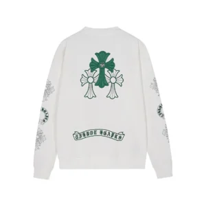 Chrome Hearts White Green Cross Floral Crewneck Sweatshirt