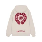 Chrome Hearts Red Distressed Horseshoe Zip-Up Hoodie