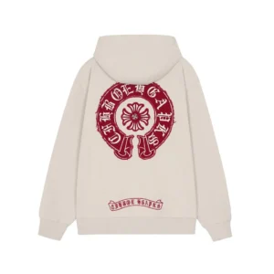 Chrome Hearts Red Distressed Horseshoe Zip-Up Hoodie