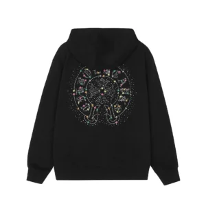 Chrome Hearts Black Multicolor Rhinestone Zip Up Hoodie