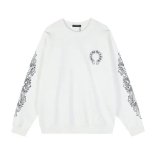 Chrome Hearts White Horseshoe Crewneck Sweatshirt