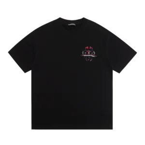 Chrome Hearts Black Red Plaid Cross Graphic T-Shirt