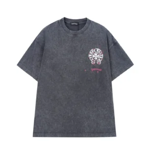 Chrome Hearts Washed Black Pink Horseshoe Graphic Shirt