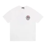 Chrome Hearts White Red Plaid Cross Graphic T-Shirt