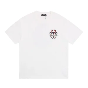Chrome Hearts White Red Plaid Cross Graphic T-Shirt