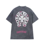 Chrome Hearts Washed Black Pink Horseshoe Graphic Shirt
