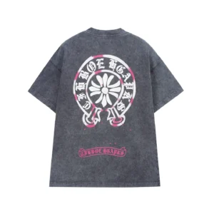Chrome Hearts Washed Black Pink Horseshoe Graphic Shirt