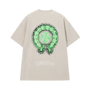 Chrome Hearts Beige Green Cross Graphic T-Shirt