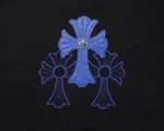 Chrome Hearts Black Blue Cross Cemetery Crewneck Sweatshirt