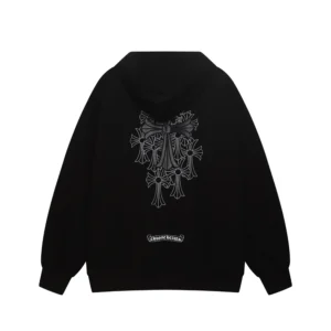 Chrome Hearts Tonal Floral Cross Zip-Up Hoodie