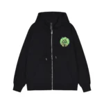 Chrome Hearts Black Green Floral Horseshoe Zip-Up Hoodie
