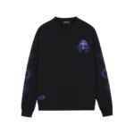 Chrome Hearts Black Blue Cross Cemetery Crewneck Sweatshirt