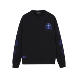Chrome Hearts Black Blue Cross Cemetery Crewneck Sweatshirt