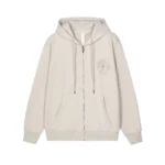Chrome Hearts Ivory Rhinestone Cross Zip-Up Hoodie