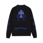 Chrome Hearts Black Blue Cross Cemetery Crewneck Sweatshirt