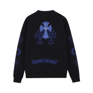 Chrome Hearts Black Blue Cross Cemetery Crewneck Sweatshirt